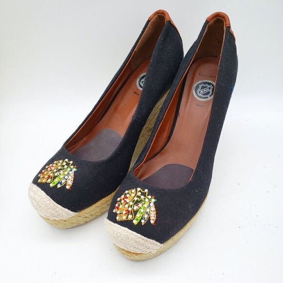 NHL Shoes - NHL Chicago Blackhawks Wedge Heels Women's Size 9 National Hockey League Fan